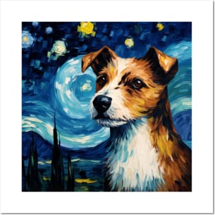 Jack Russell terrier painted in Vincent Van Gogh style Posters and Art